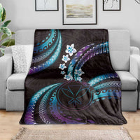 Hawaii Map Kanaka Maoli Blanket Fantastic Frangipani Amethyst Gradient
