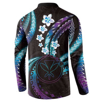 Hawaii Map Kanaka Maoli Button Sweatshirt Fantastic Frangipani Amethyst Gradient