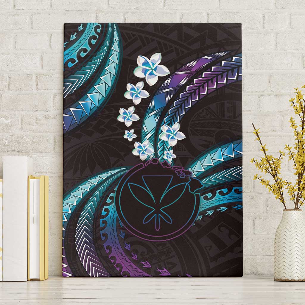 Hawaii Map Kanaka Maoli Canvas Wall Art Fantastic Frangipani Amethyst Gradient