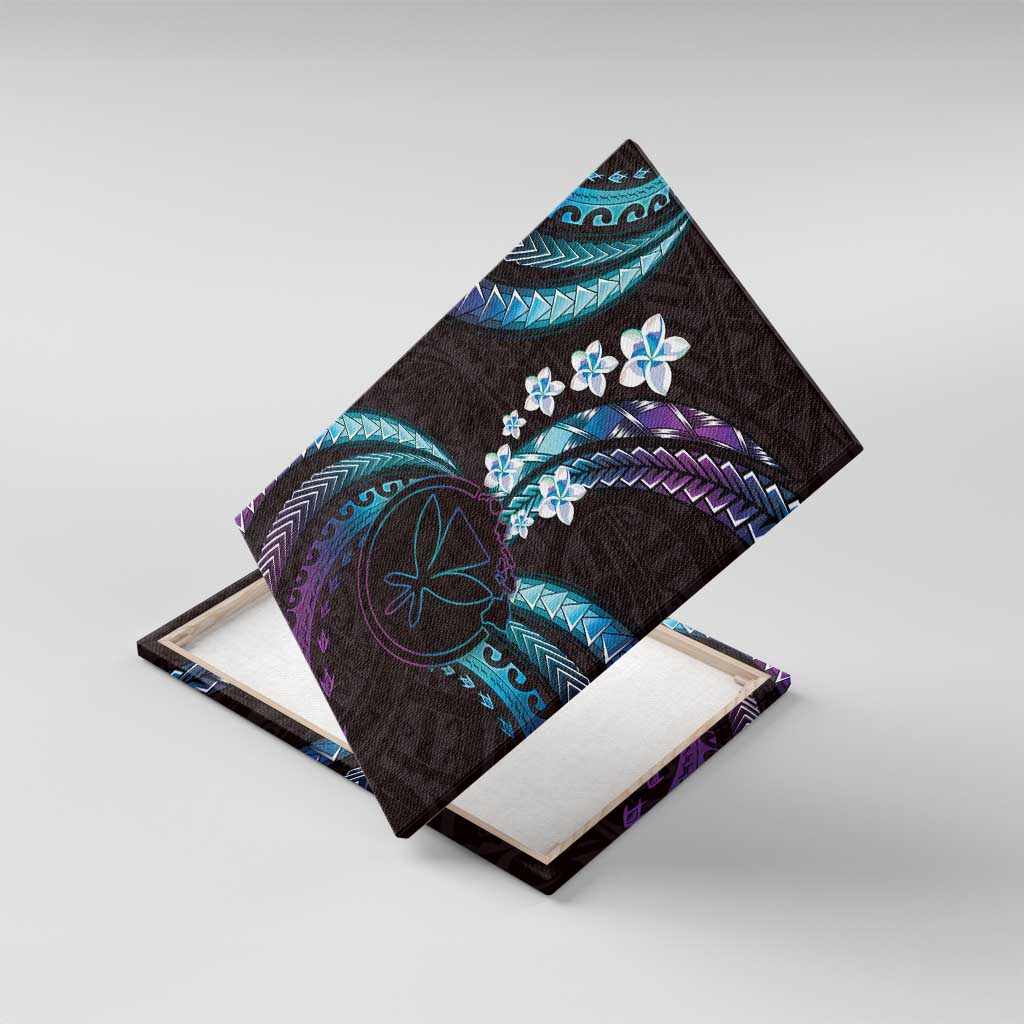 Hawaii Map Kanaka Maoli Canvas Wall Art Fantastic Frangipani Amethyst Gradient