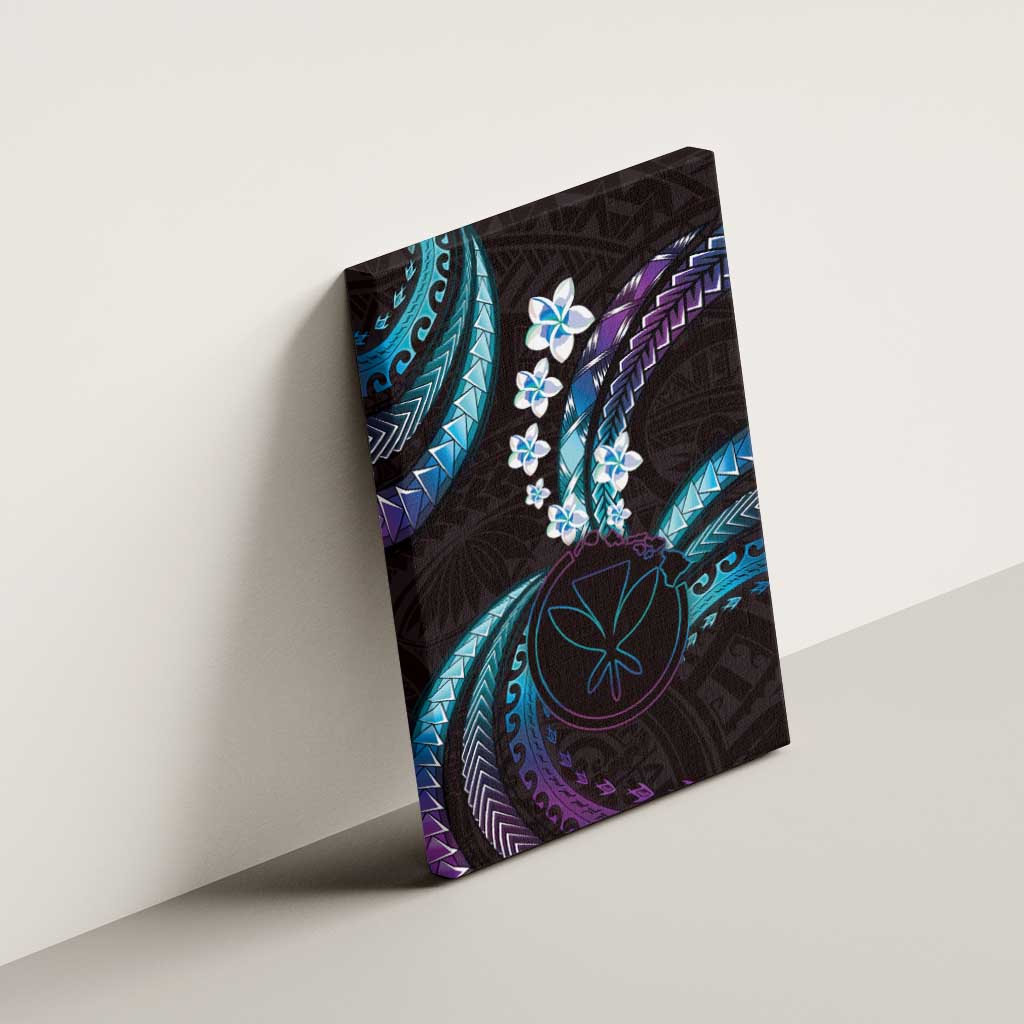 Hawaii Map Kanaka Maoli Canvas Wall Art Fantastic Frangipani Amethyst Gradient