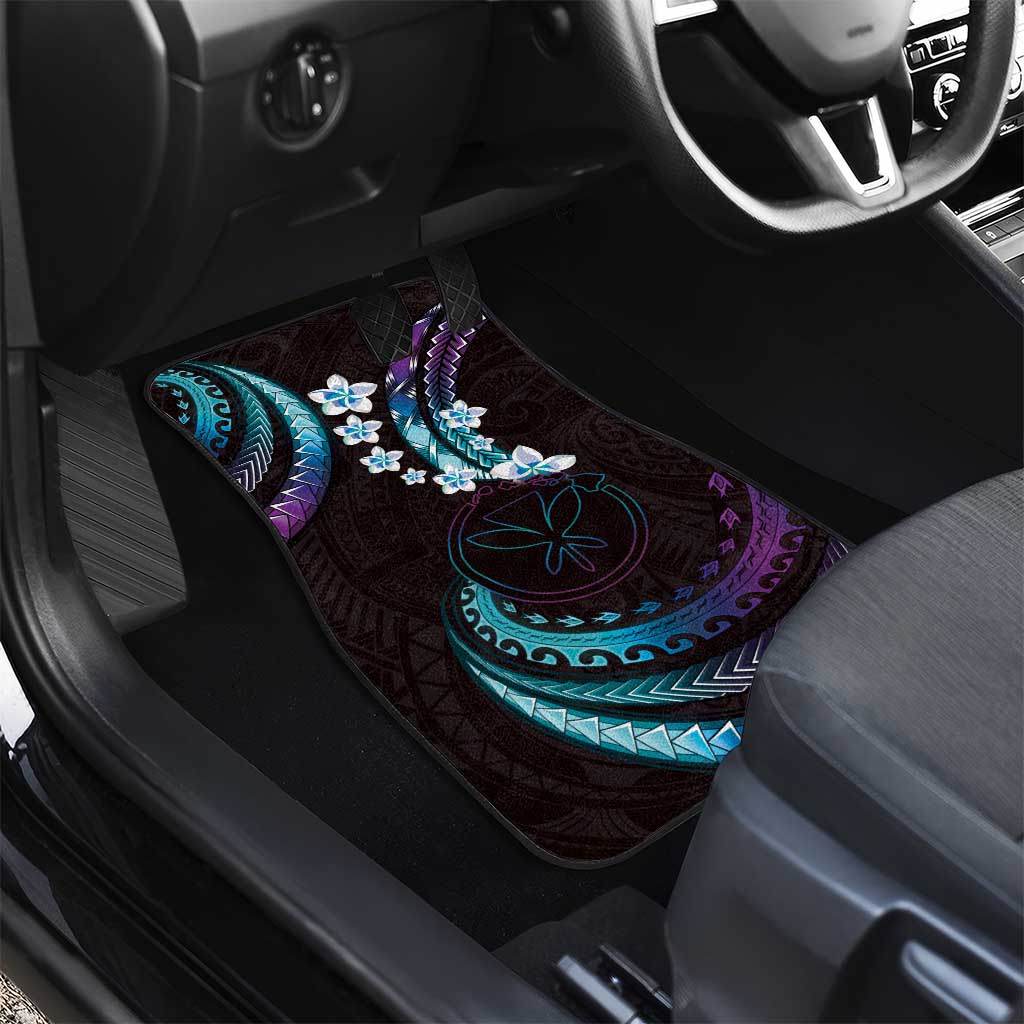 Hawaii Map Kanaka Maoli Car Mats Fantastic Frangipani Amethyst Gradient