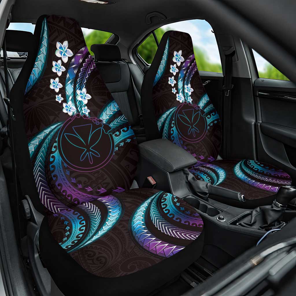 Hawaii Map Kanaka Maoli Car Seat Cover Fantastic Frangipani Amethyst Gradient