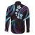Hawaii Map Kanaka Maoli Family Matching Long Sleeve Bodycon Dress and Hawaiian Shirt Fantastic Frangipani Amethyst Gradient