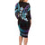 Hawaii Map Kanaka Maoli Family Matching Long Sleeve Bodycon Dress and Hawaiian Shirt Fantastic Frangipani Amethyst Gradient