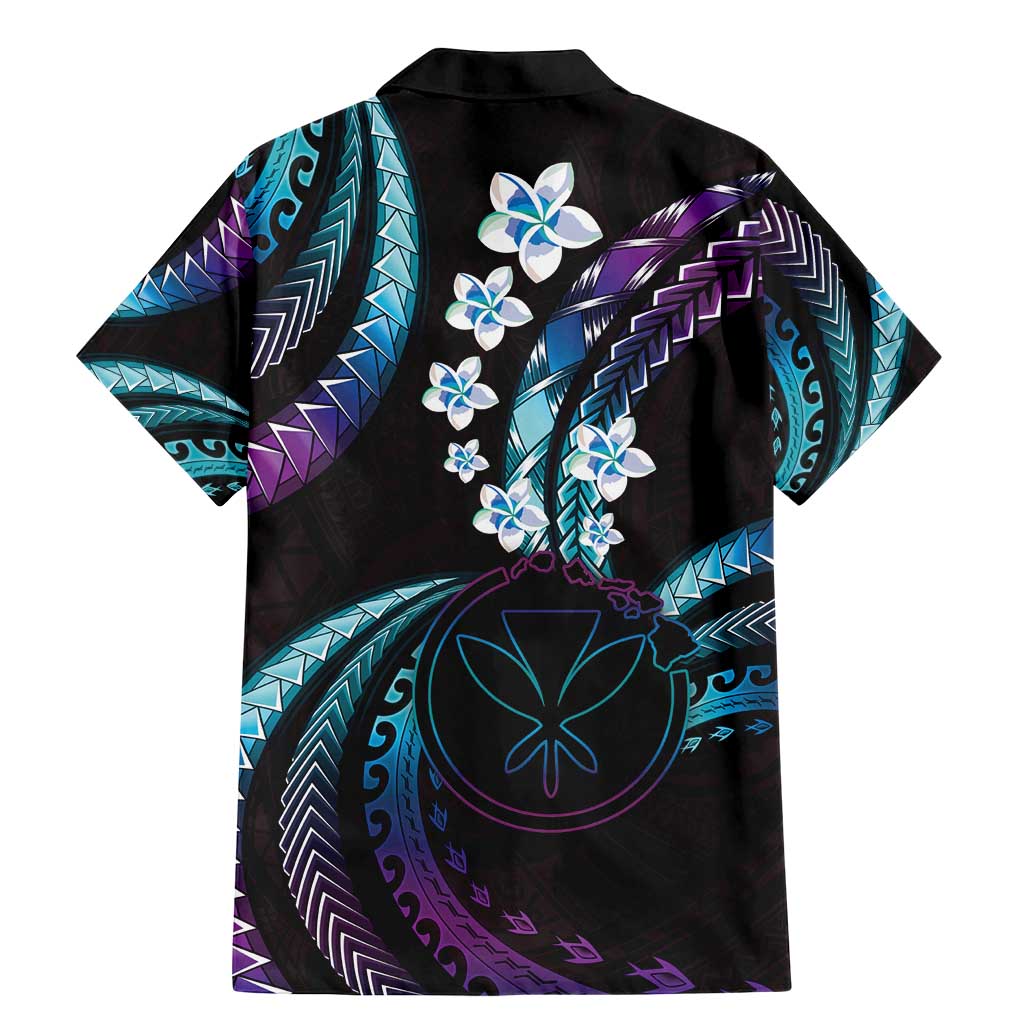 Hawaii Map Kanaka Maoli Family Matching Mermaid Dress and Hawaiian Shirt Fantastic Frangipani Amethyst Gradient