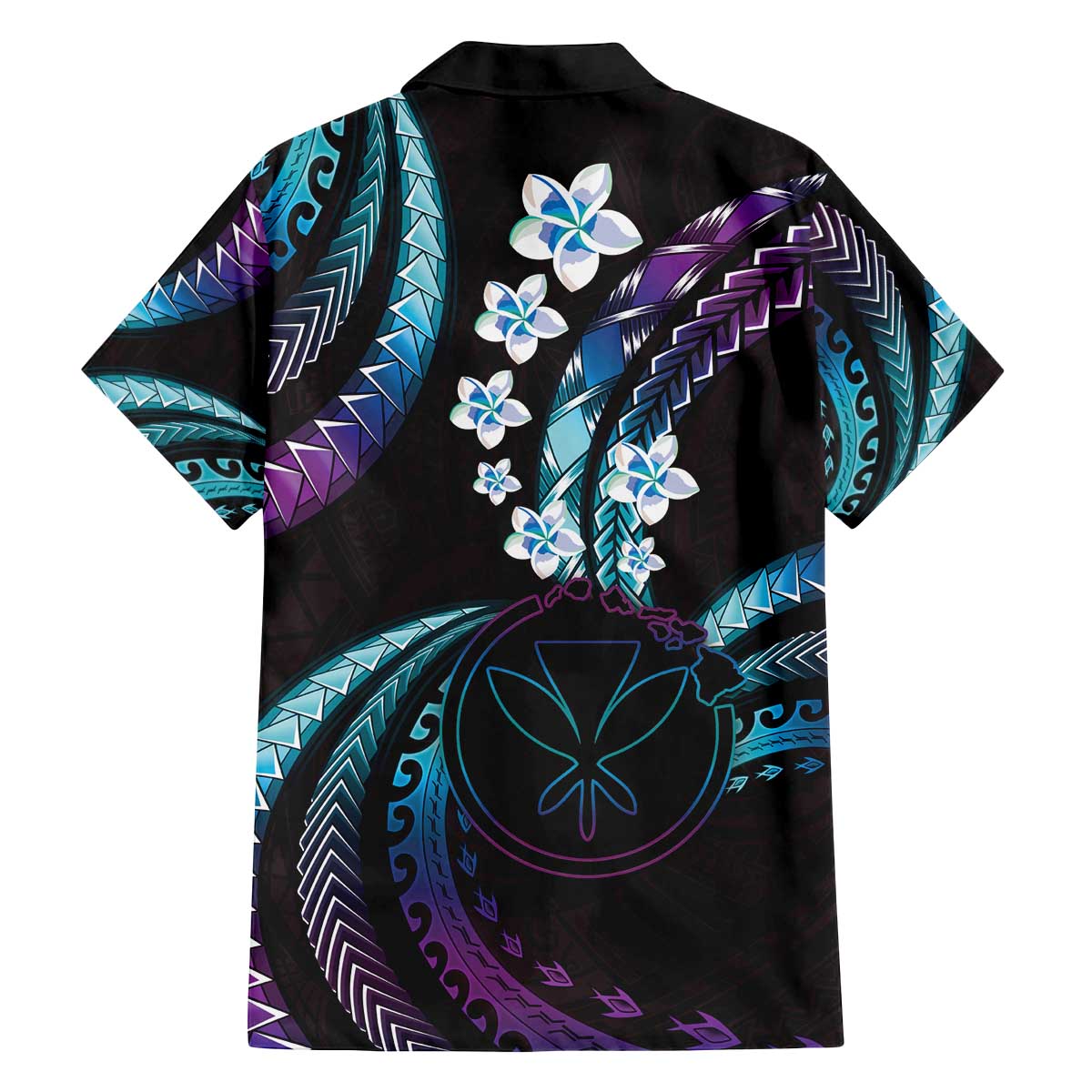 Hawaii Map Kanaka Maoli Family Matching Off The Shoulder Long Sleeve Dress and Hawaiian Shirt Fantastic Frangipani Amethyst Gradient