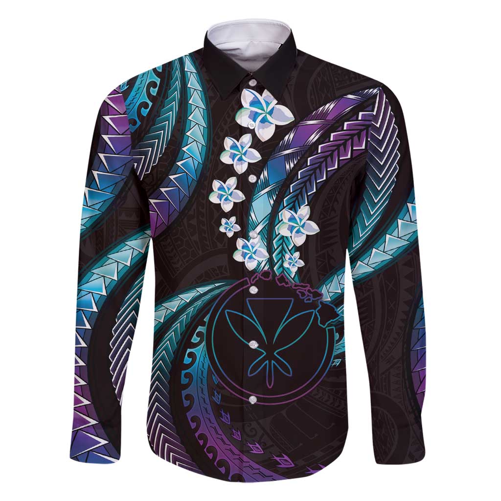 Hawaii Map Kanaka Maoli Family Matching Off Shoulder Maxi Dress and Hawaiian Shirt Fantastic Frangipani Amethyst Gradient