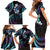 Hawaii Map Kanaka Maoli Family Matching Short Sleeve Bodycon Dress and Hawaiian Shirt Fantastic Frangipani Amethyst Gradient