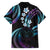 Hawaii Map Kanaka Maoli Family Matching Short Sleeve Bodycon Dress and Hawaiian Shirt Fantastic Frangipani Amethyst Gradient