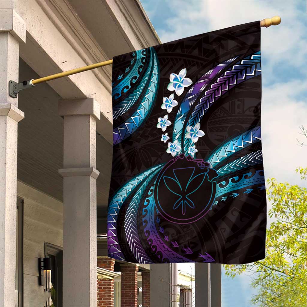 Hawaii Map Kanaka Maoli Garden Flag Fantastic Frangipani Amethyst Gradient
