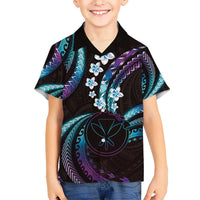 Hawaii Map Kanaka Maoli Hawaiian Shirt Fantastic Frangipani Amethyst Gradient