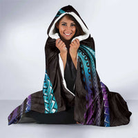 Hawaii Map Kanaka Maoli Hooded Blanket Fantastic Frangipani Amethyst Gradient