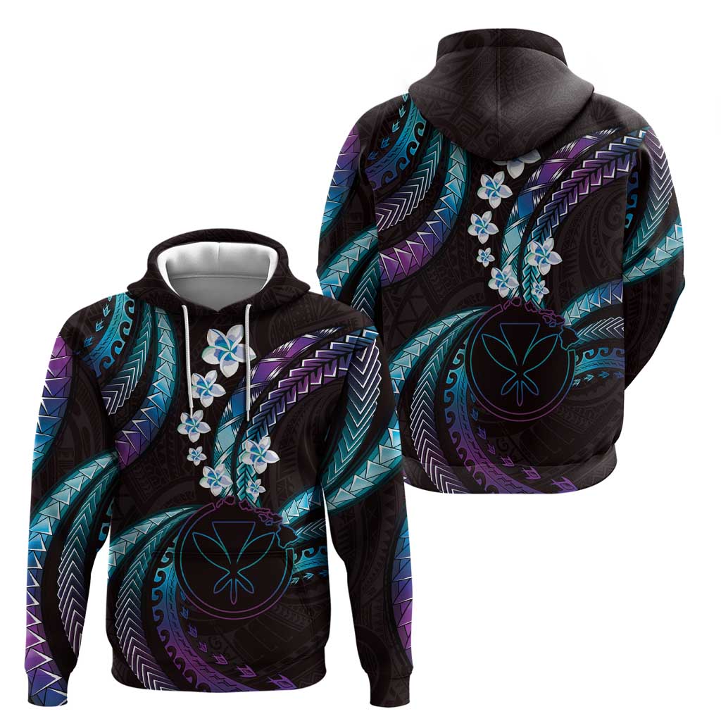 Hawaii Map Kanaka Maoli Hoodie Fantastic Frangipani Amethyst Gradient