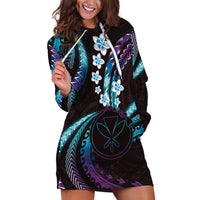 Hawaii Map Kanaka Maoli Hoodie Dress Fantastic Frangipani Amethyst Gradient