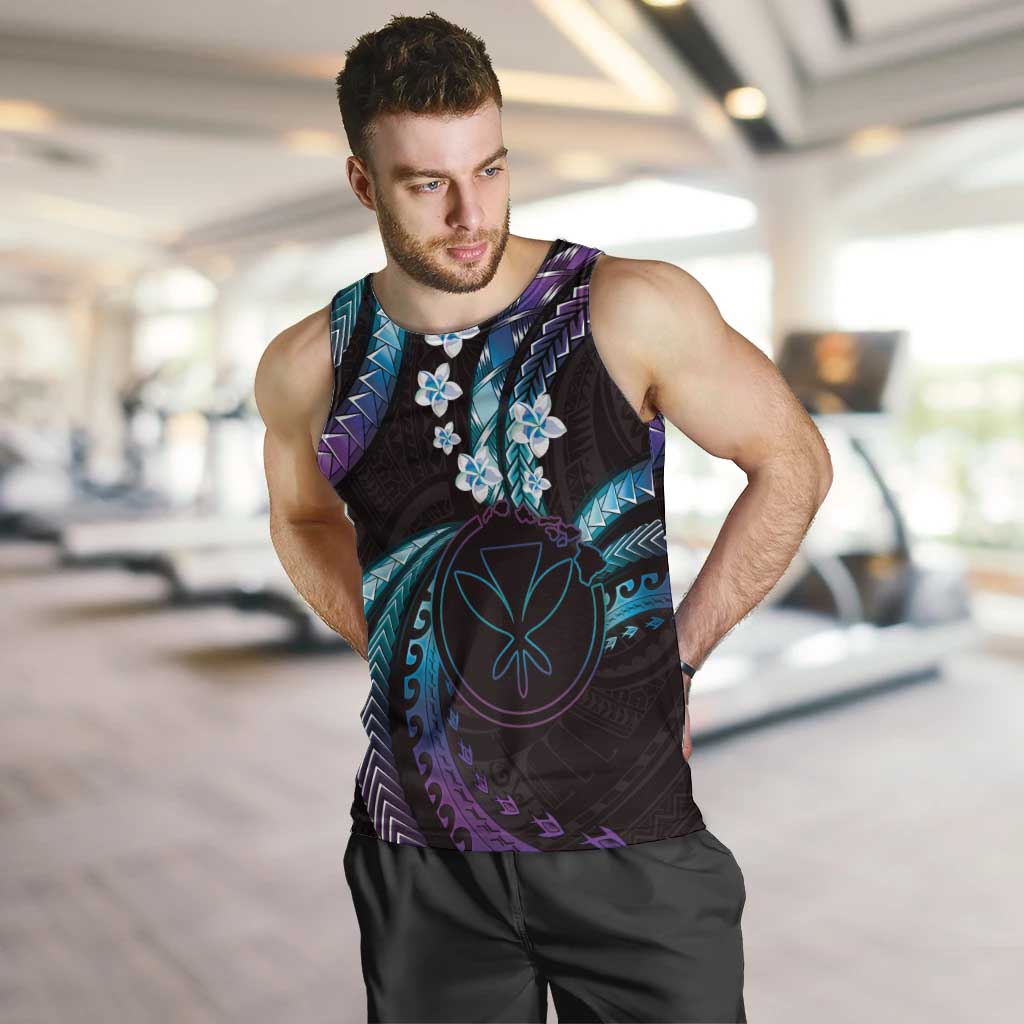 Hawaii Map Kanaka Maoli Men Tank Top Fantastic Frangipani Amethyst Gradient