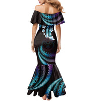Hawaii Map Kanaka Maoli Mermaid Dress Fantastic Frangipani Amethyst Gradient