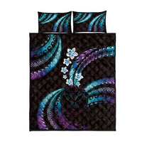 Hawaii Map Kanaka Maoli Quilt Bed Set Fantastic Frangipani Amethyst Gradient
