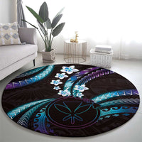 Hawaii Map Kanaka Maoli Round Carpet Fantastic Frangipani Amethyst Gradient