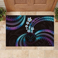 Hawaii Map Kanaka Maoli Rubber Doormat Fantastic Frangipani Amethyst Gradient