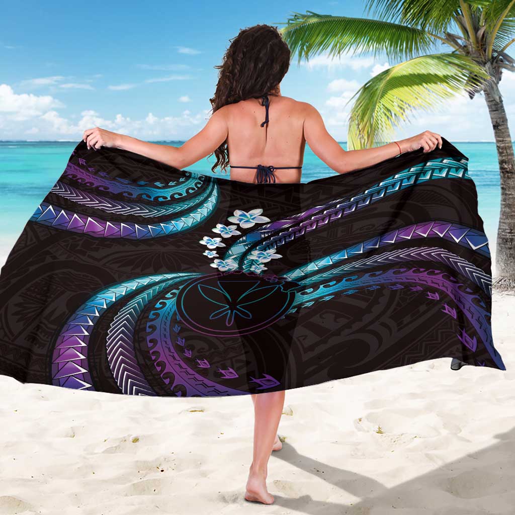 Hawaii Map Kanaka Maoli Sarong Fantastic Frangipani Amethyst Gradient