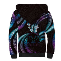Hawaii Map Kanaka Maoli Sherpa Hoodie Fantastic Frangipani Amethyst Gradient