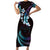 Hawaii Map Kanaka Maoli Short Sleeve Bodycon Dress Fantastic Frangipani Amethyst Gradient