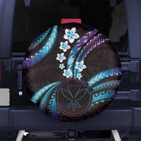 Hawaii Map Kanaka Maoli Spare Tire Cover Fantastic Frangipani Amethyst Gradient