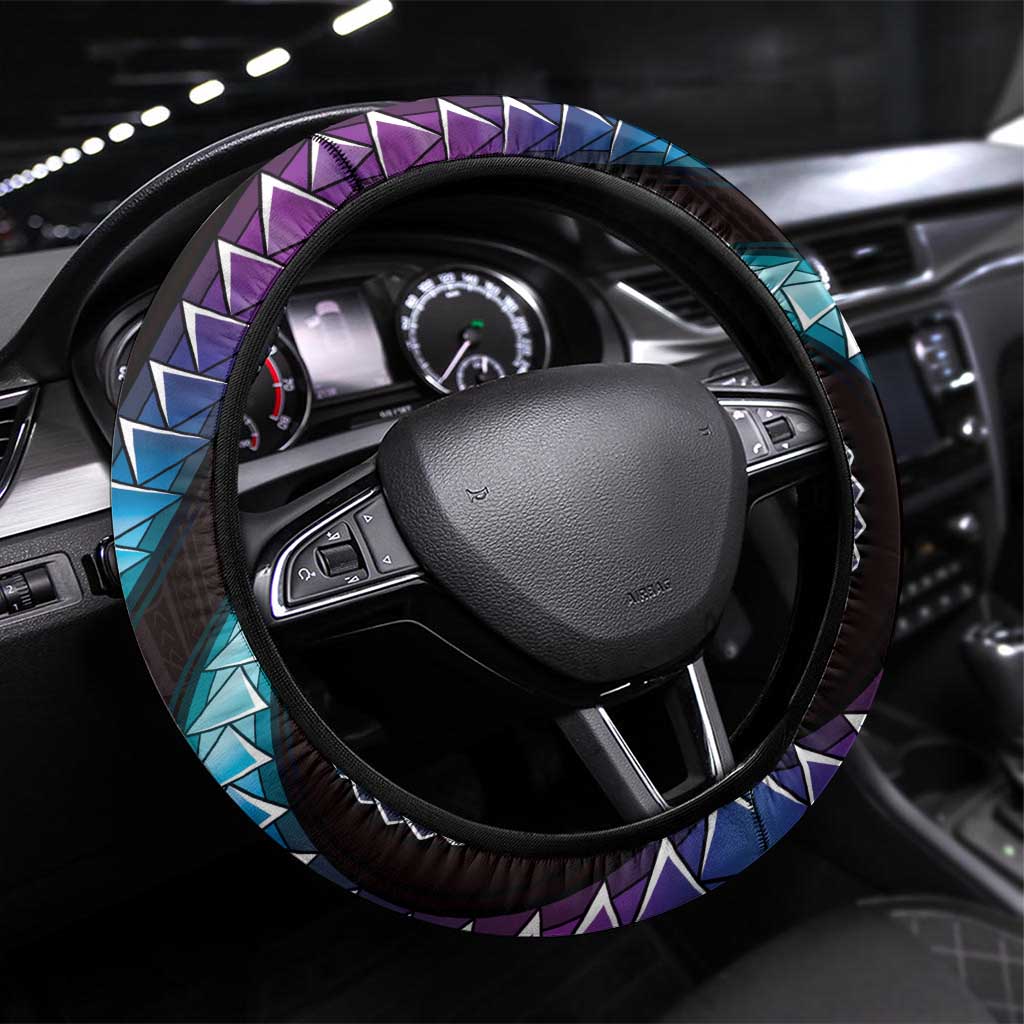 Hawaii Map Kanaka Maoli Steering Wheel Cover Fantastic Frangipani Amethyst Gradient