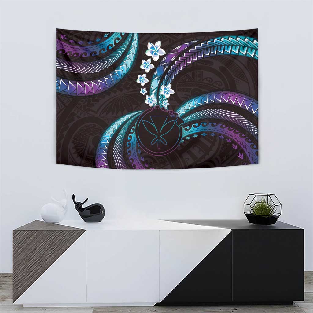 Hawaii Map Kanaka Maoli Tapestry Fantastic Frangipani Amethyst Gradient