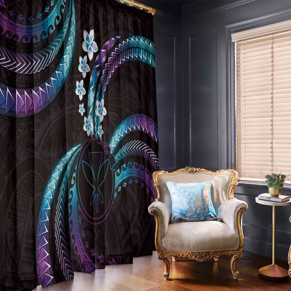 Hawaii Map Kanaka Maoli Window Curtain Fantastic Frangipani Amethyst Gradient