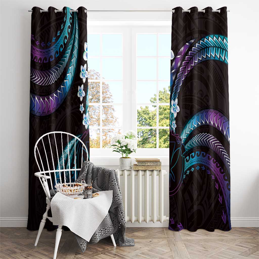 Hawaii Map Kanaka Maoli Window Curtain Fantastic Frangipani Amethyst Gradient