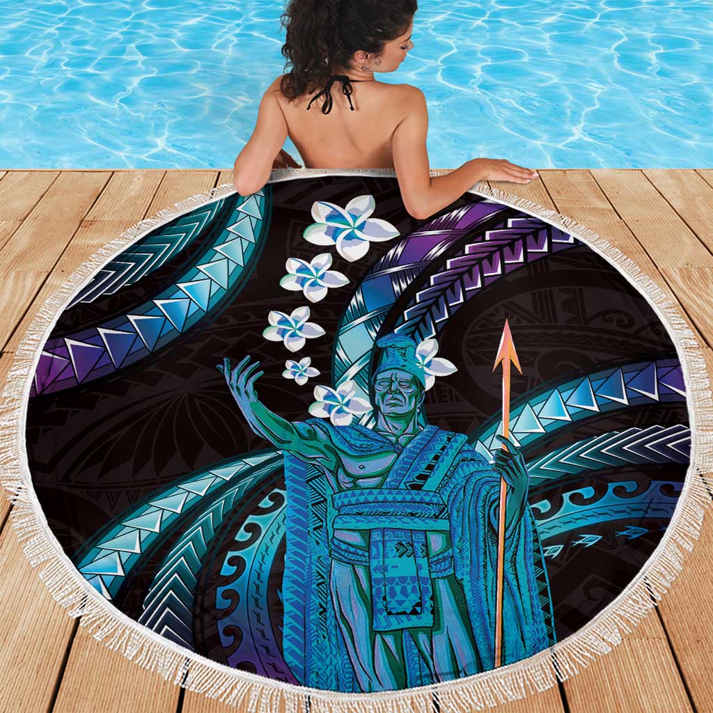 Hawaii King Kamehameha Beach Blanket Fantastic Plumeria Amethyst Gradient