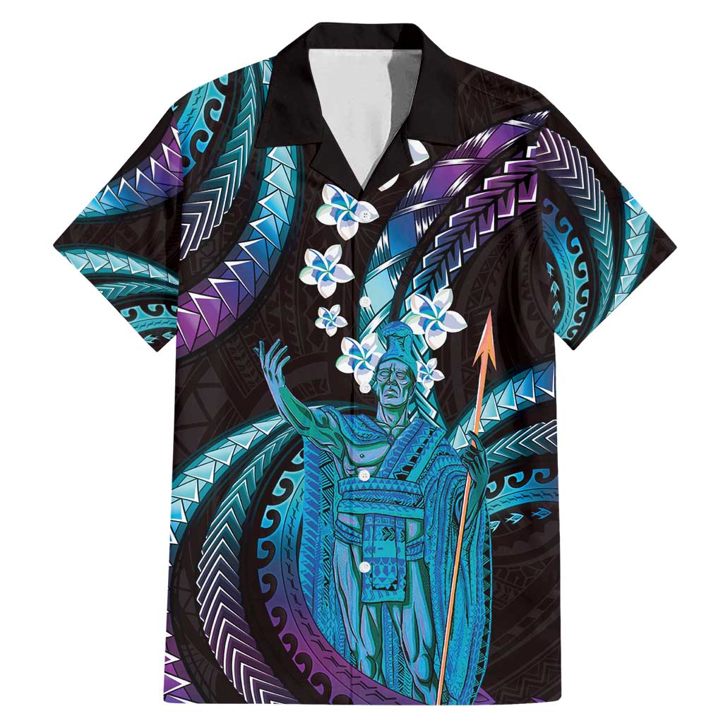 Hawaii King Kamehameha Family Matching Mermaid Dress and Hawaiian Shirt Fantastic Plumeria Amethyst Gradient