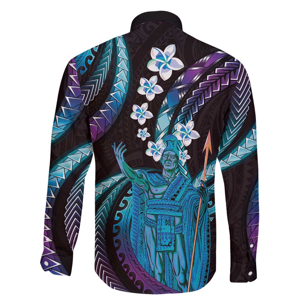Hawaii King Kamehameha Family Matching Mermaid Dress and Hawaiian Shirt Fantastic Plumeria Amethyst Gradient