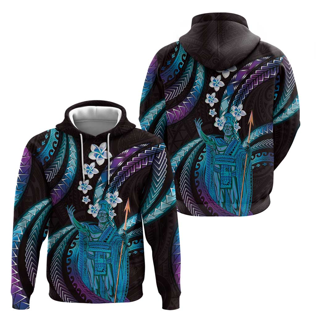 Hawaii King Kamehameha Hoodie Fantastic Plumeria Amethyst Gradient