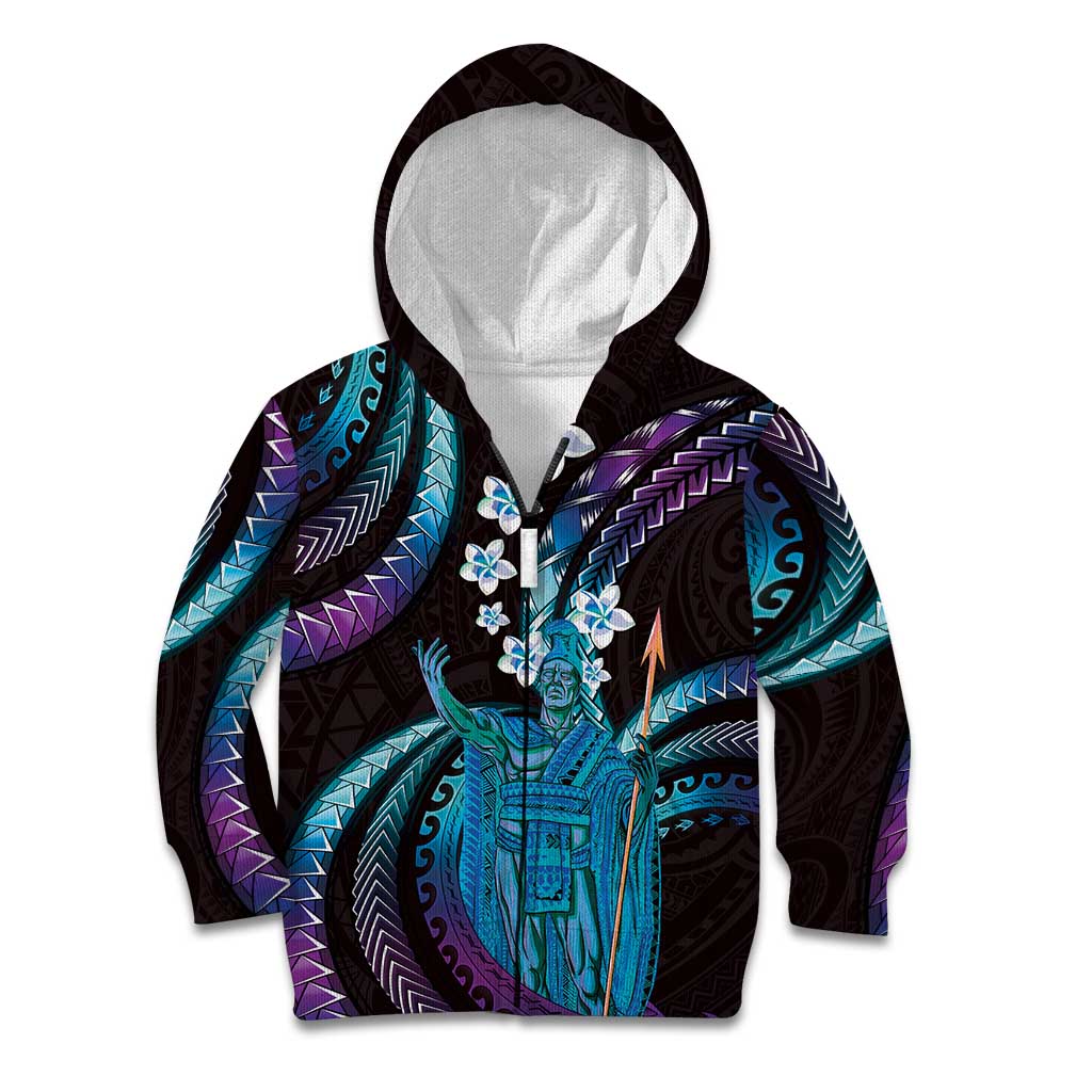 Hawaii King Kamehameha Kid Hoodie Fantastic Plumeria Amethyst Gradient