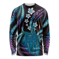 Hawaii King Kamehameha Long Sleeve Shirt Fantastic Plumeria Amethyst Gradient