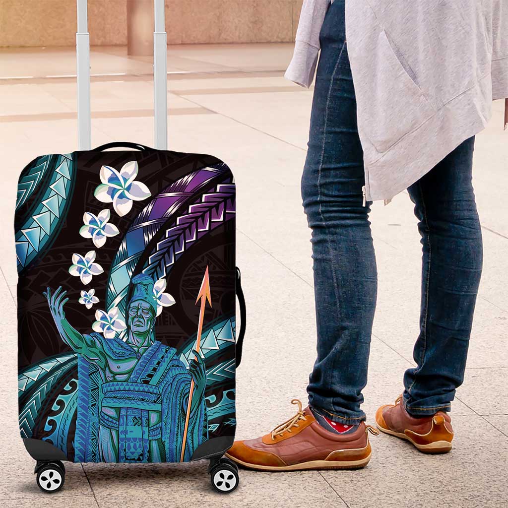 Hawaii King Kamehameha Luggage Cover Fantastic Plumeria Amethyst Gradient