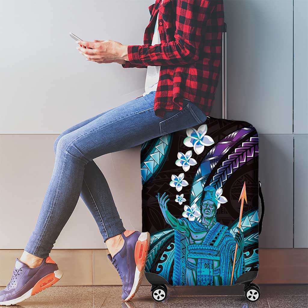 Hawaii King Kamehameha Luggage Cover Fantastic Plumeria Amethyst Gradient