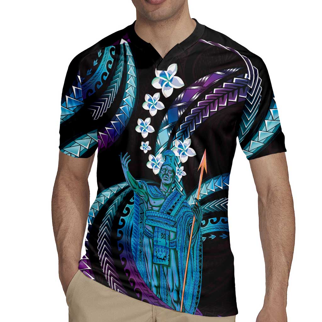 Hawaii King Kamehameha Rugby Jersey Fantastic Plumeria Amethyst Gradient