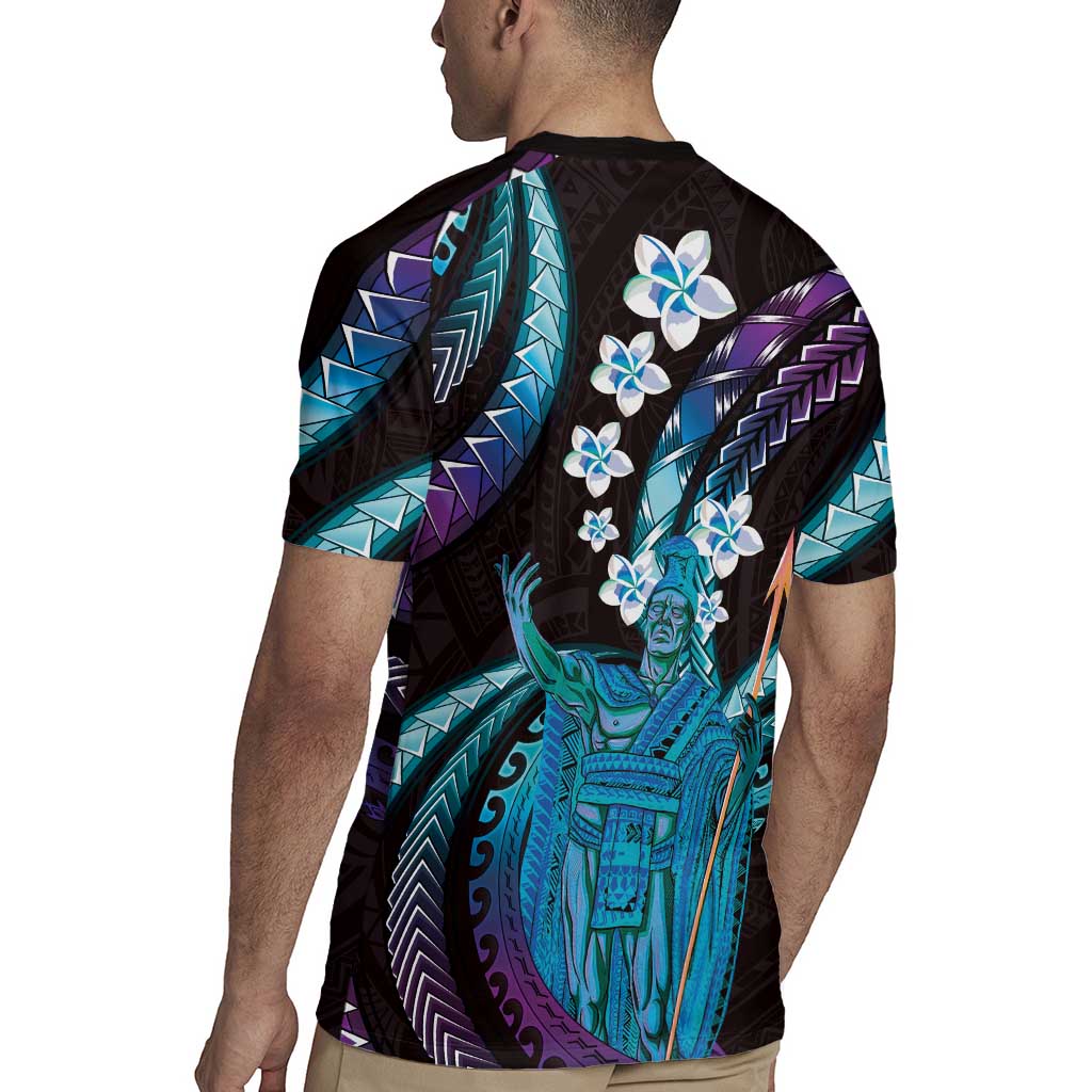 Hawaii King Kamehameha Rugby Jersey Fantastic Plumeria Amethyst Gradient