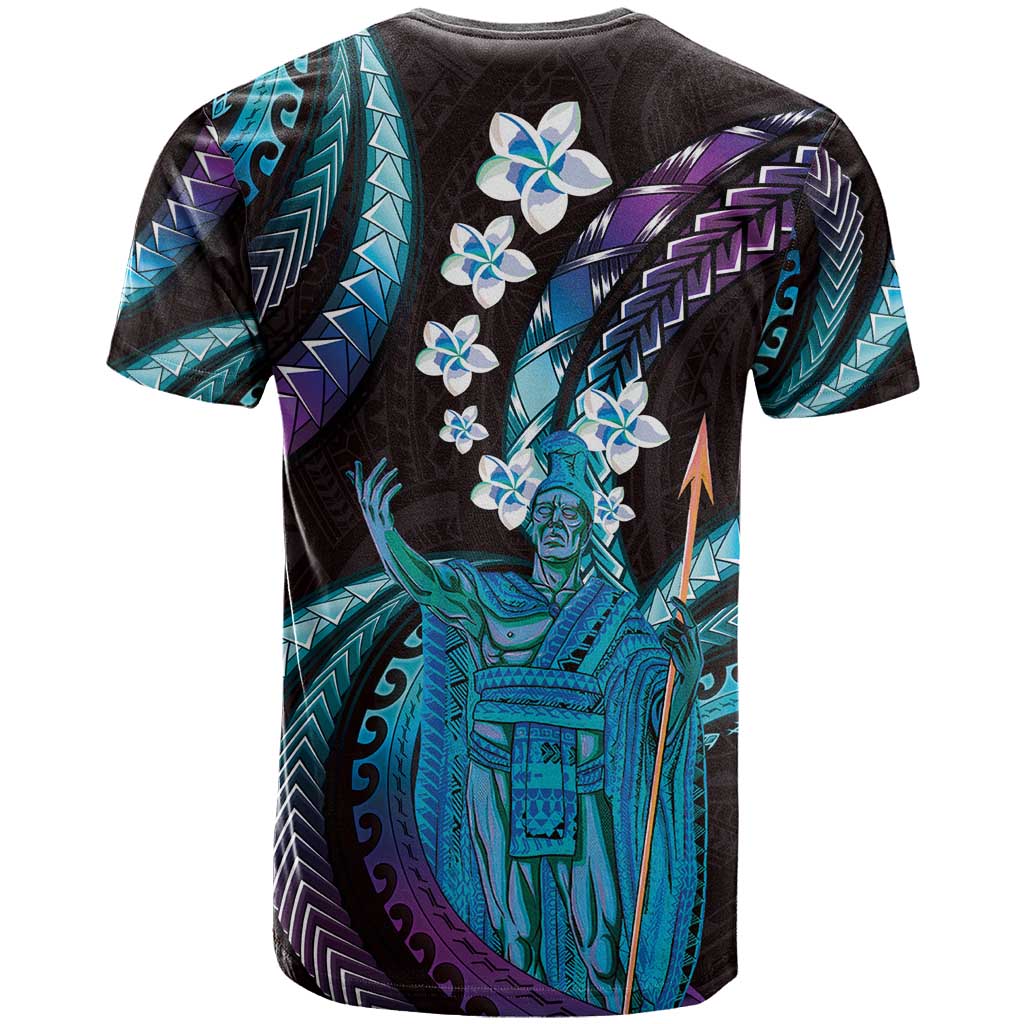Hawaii King Kamehameha T Shirt Fantastic Plumeria Amethyst Gradient