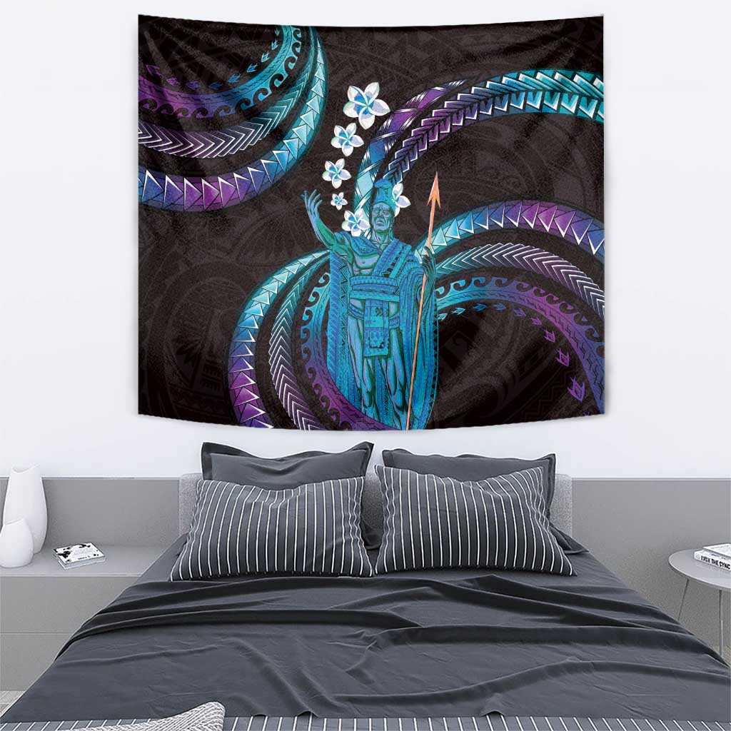 Hawaii King Kamehameha Tapestry Fantastic Plumeria Amethyst Gradient