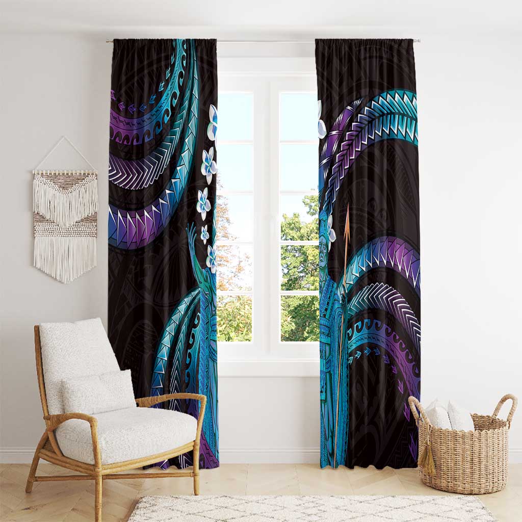 Hawaii King Kamehameha Window Curtain Fantastic Plumeria Amethyst Gradient