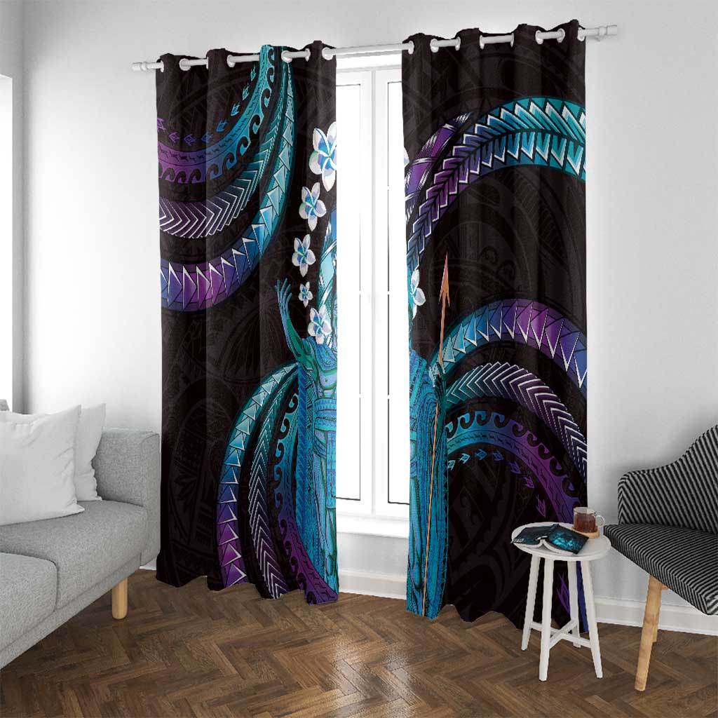 Hawaii King Kamehameha Window Curtain Fantastic Plumeria Amethyst Gradient