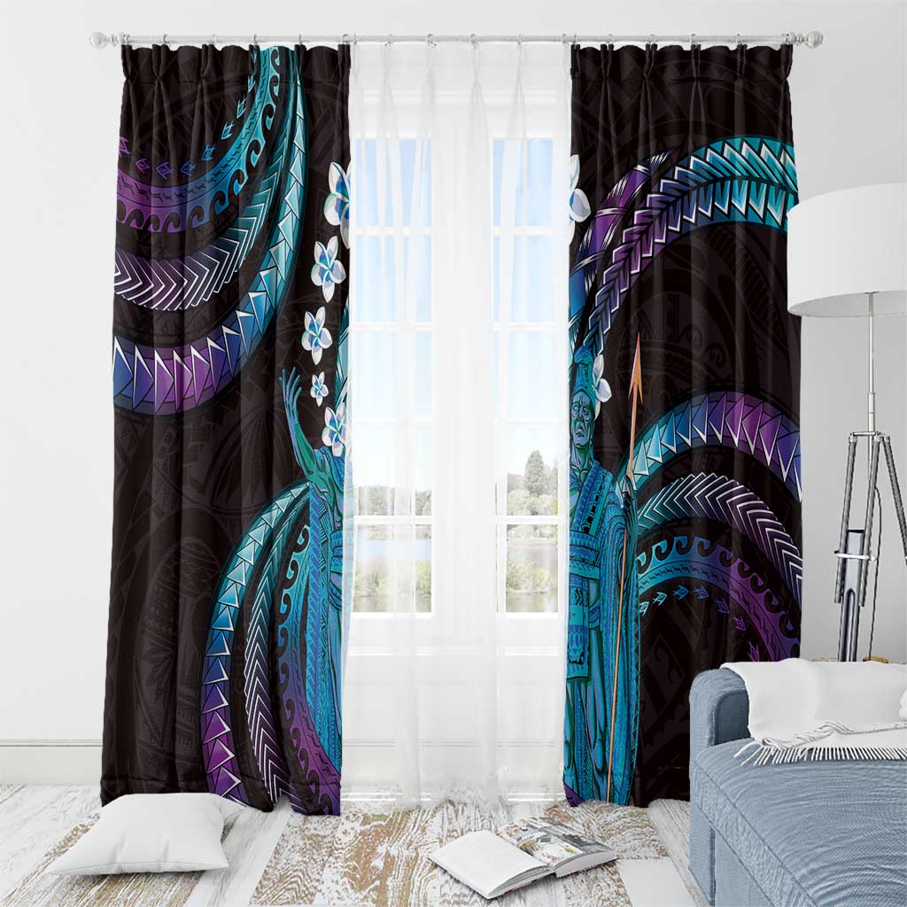 Hawaii King Kamehameha Window Curtain Fantastic Plumeria Amethyst Gradient
