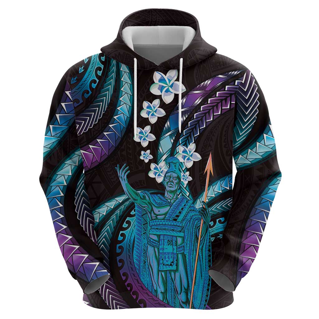 Hawaii King Kamehameha Zip Hoodie Fantastic Plumeria Amethyst Gradient