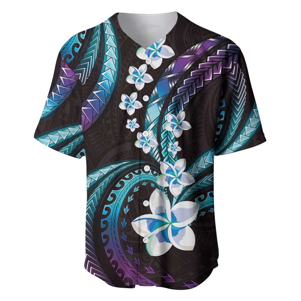 Hawaii Plumeria Baseball Jersey Amethyst Gradient Polynesian Pattern LT01 Purple - Polynesian Pride