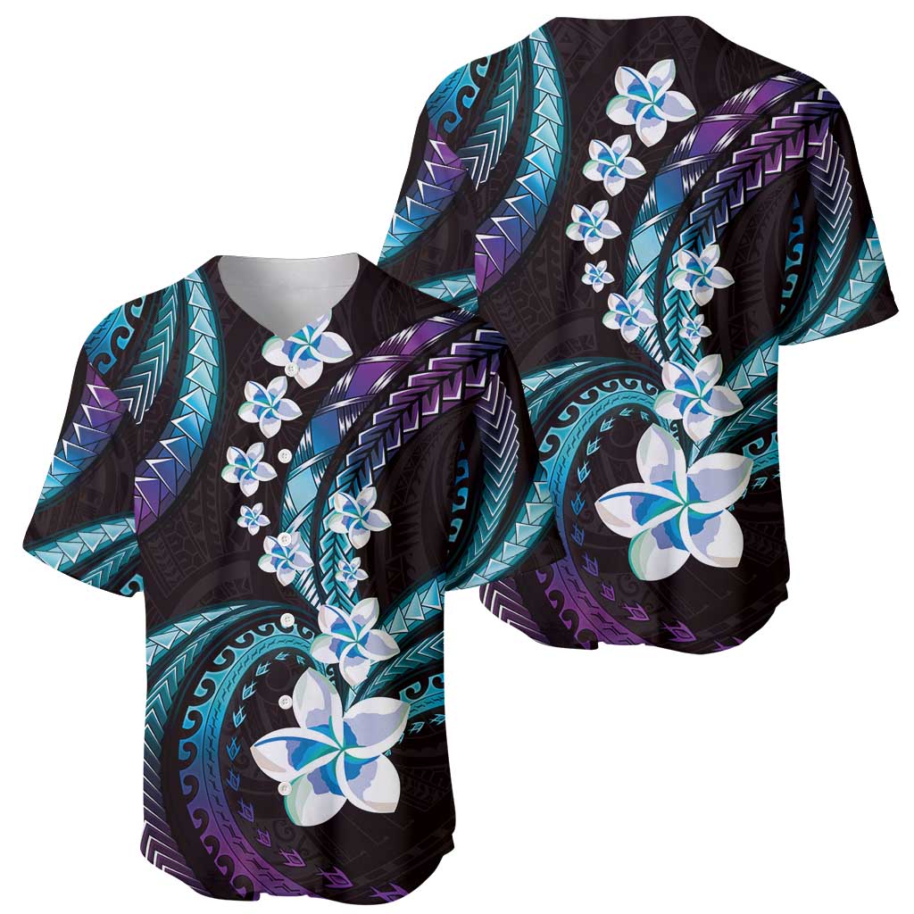 Hawaii Plumeria Baseball Jersey Amethyst Gradient Polynesian Pattern LT01 - Polynesian Pride